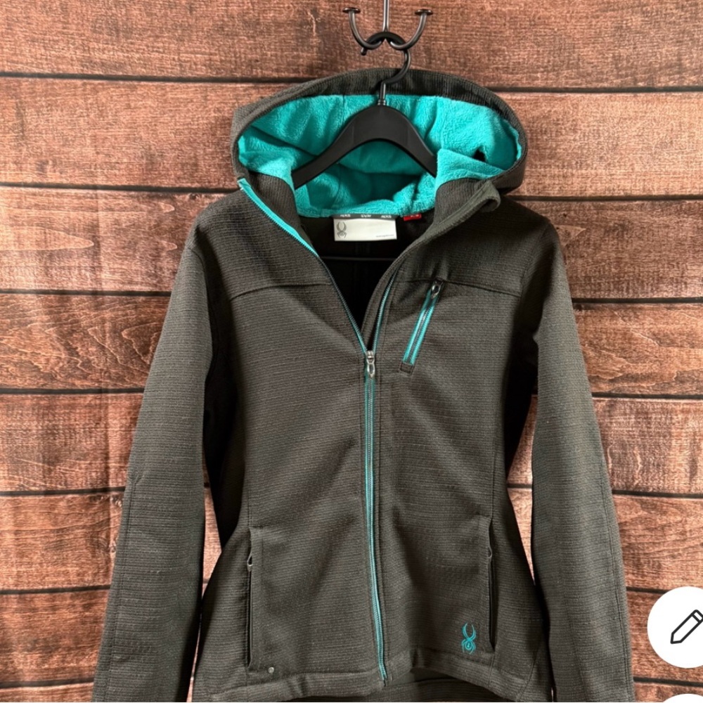 Spyder Black and Teal Ski Jacket